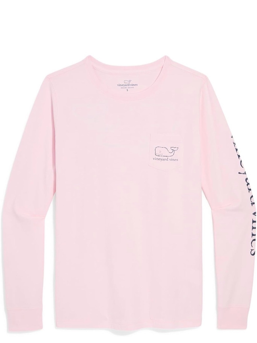 Vineyard Vines Light Pink Long Sleeve Pocket Tee with Sleeve Logo